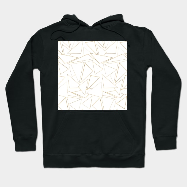 Modern Minimalist Gold White Strokes Triangles Hoodie by NdesignTrend